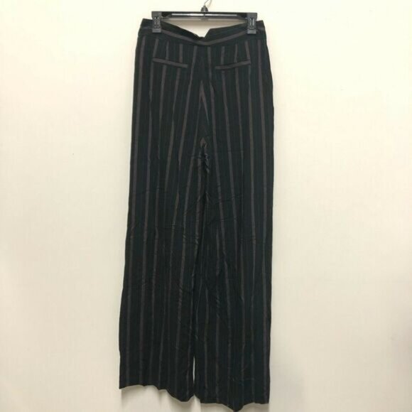 Paige NWT Womens 6 Black Currant Capuncine Hi Waist Wide Leg Stripe Pants - Picture 5 of 9